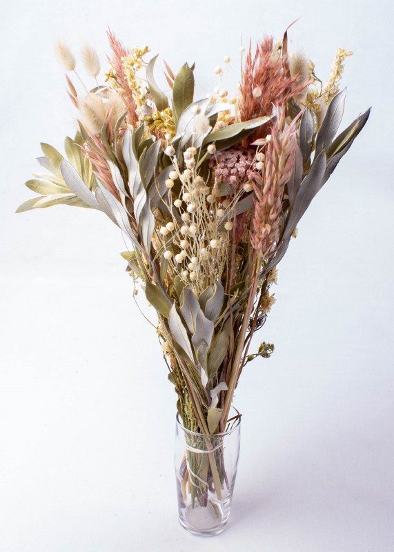Picture of Dried Mixed Bunch Blush/ Natural/ Silver 38cm